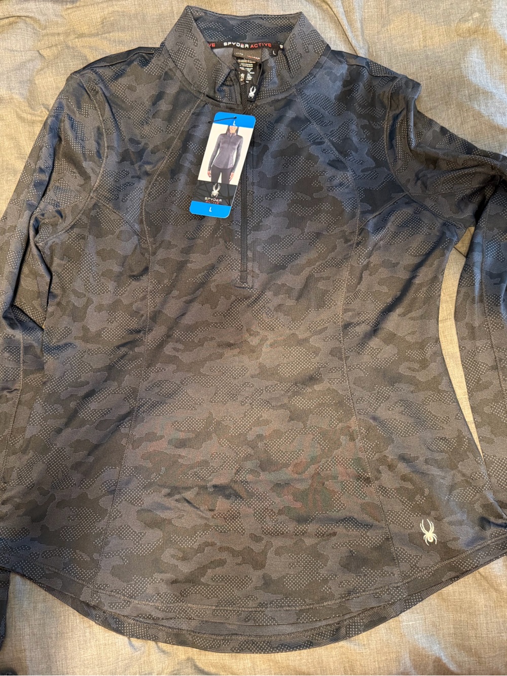 Men's Black Camo Quarter-Zip Performance Jacket